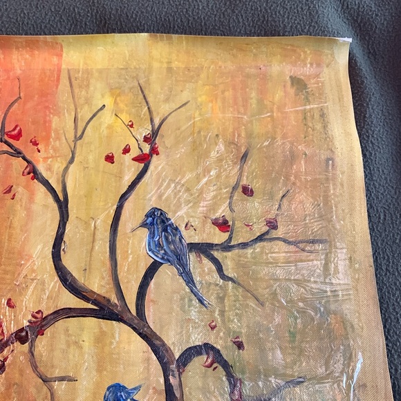 Beautiful Birds in Tree original oil painting.  Approximately 15” x 19” - Picture 3 of 5